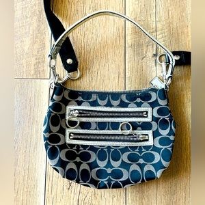 **SOLD**Coach Poppy Black Signature Canvas Shoulder Crossbody Bag